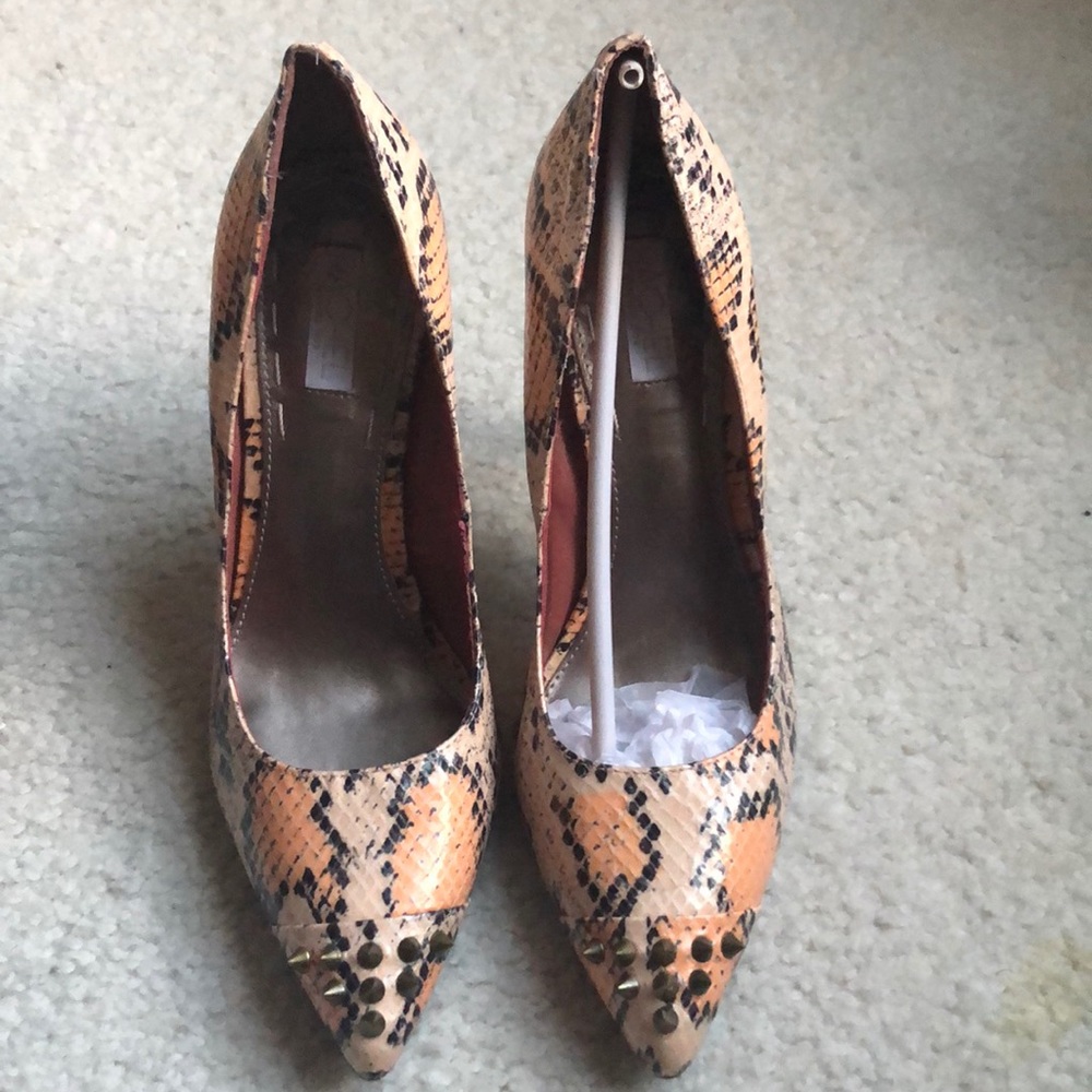 Rachel by Rachel Roy Studded snakeskin heels.